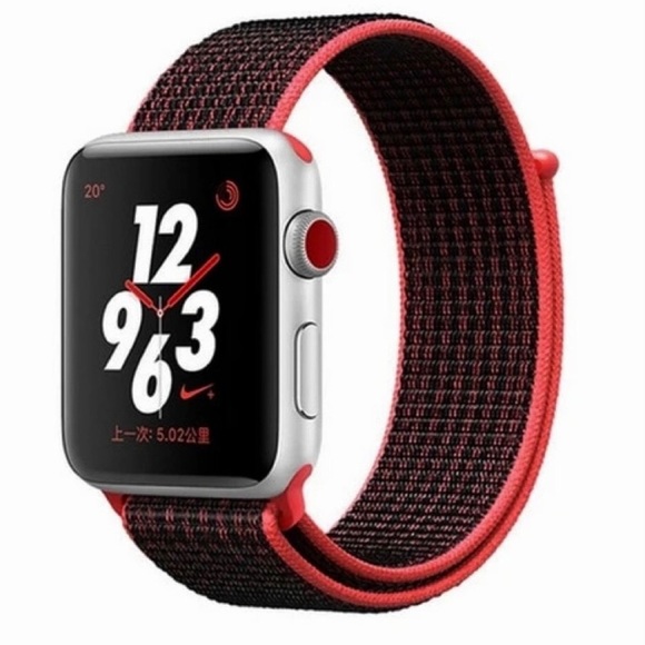NEW 2 Apple Watch Bands Black Sport Red Loop 38/40/41mm - Picture 2 of 8
